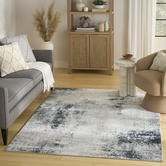 Nourison Dekor 4' x 6' Grey Navy Modern Indoor Rug