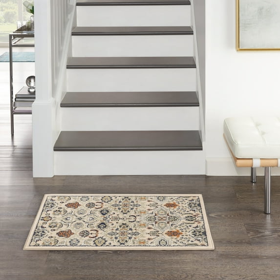 Nourison Home Allur All-over design Beige 2' x 3' Area Rug, Easy Cleaning, Non Shedding, Bed Room, Living Room, Dining Room, Kitchen (2x3)