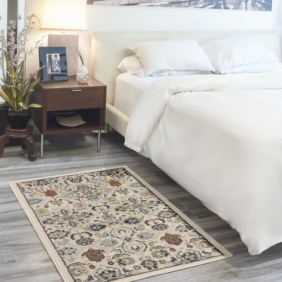 Nourison Home Allur All-over design Beige 3' x 5' Area Rug, Easy Cleaning, Non Shedding, Bed Room, Living Room, Dining Room, Kitchen (3x5)