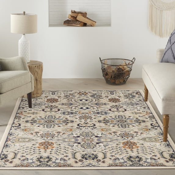 Nourison Home Allur All-over design Beige 4' x 6' Area Rug, Easy Cleaning, Non Shedding, Bed Room, Living Room, Dining Room, Kitchen (4x6)