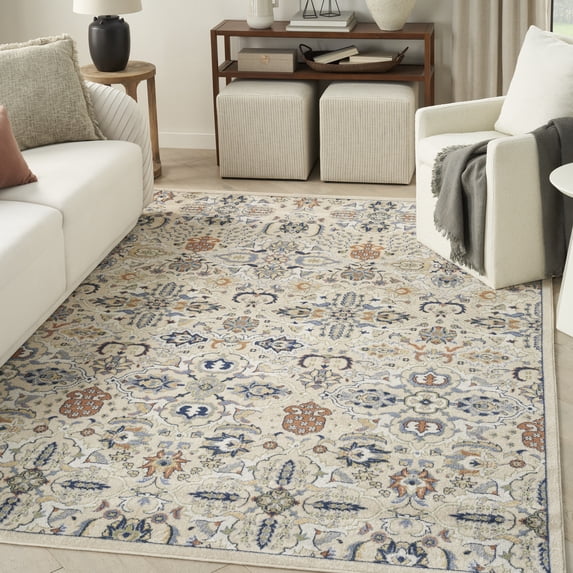 Nourison Home Allur All-over design Beige 5'3" x 7'3" Area Rug, Easy Cleaning, Non Shedding, Bed Room, Living Room, Dining Room, Kitchen (5x7)