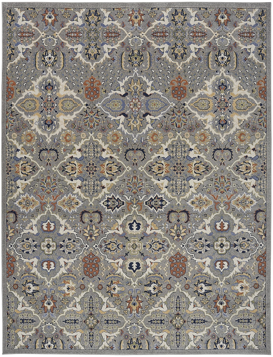 Gray Floral Synthetic 6' x 9' Rectangular Area Rug