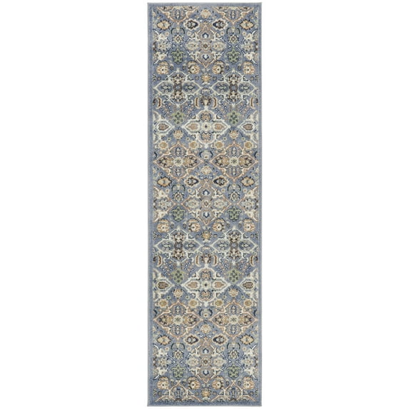 Nourison Home Allur All-over design Light Blue 2'3" x 7'6" Area Rug, Easy Cleaning, Non Shedding, Bed Room, Living Room, Dining Room, Kitchen (2x8)