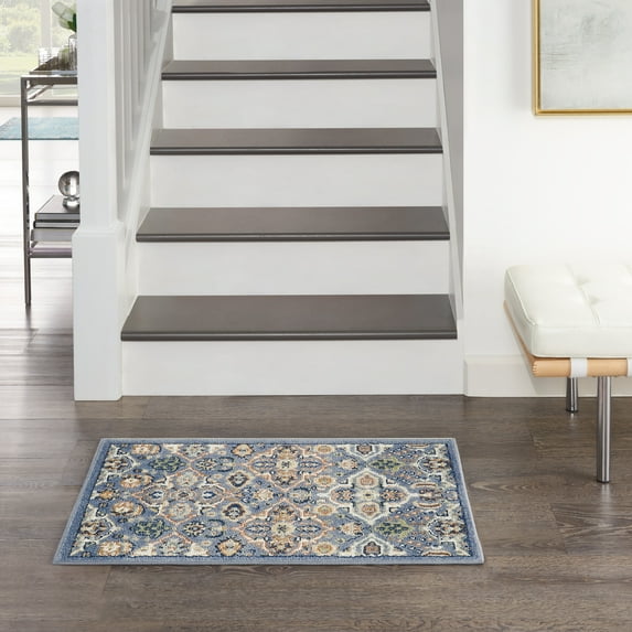 Nourison Home Allur All-over design Light Blue 2' x 3' Area Rug, Easy Cleaning, Non Shedding, Bed Room, Living Room, Dining Room, Kitchen (2x3)