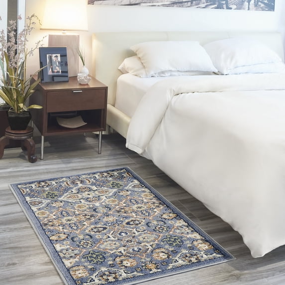 Nourison Home Allur All-over design Light Blue 3' x 5' Area Rug, Easy Cleaning, Non Shedding, Bed Room, Living Room, Dining Room, Kitchen (3x5)