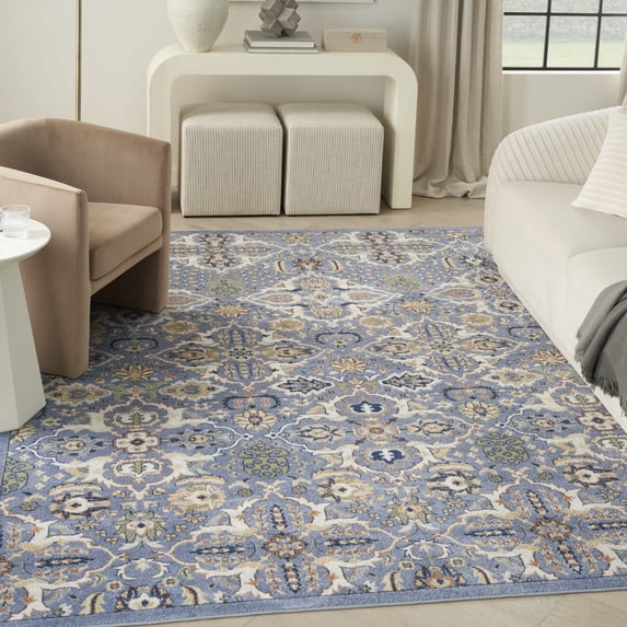 Nourison Home Allur All-over design Light Blue 7'10" x 9'10" Area Rug, Easy Cleaning, Non Shedding, Bed Room, Living Room, Dining Room, Kitchen (8x10)