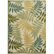 Nourison Aloha Floral Indoor/Outdoor Green Multicolor 3'6" x 5'6" Area Rug (4x6)