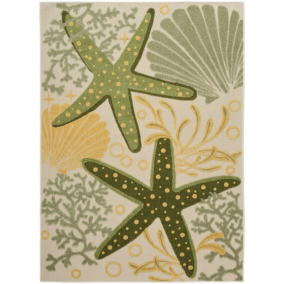 Nourison Home Aloha 4' x 6' Fabric Green Yellow Area Rug