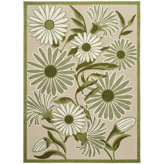 Nourison Home Aloha 4' x 6' Fabric Ivory Green Area Rug