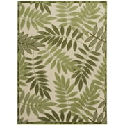 Nourison Aloha Floral Indoor/Outdoor Ivory Green 3'6" x 5'6" Area Rug (4x6)