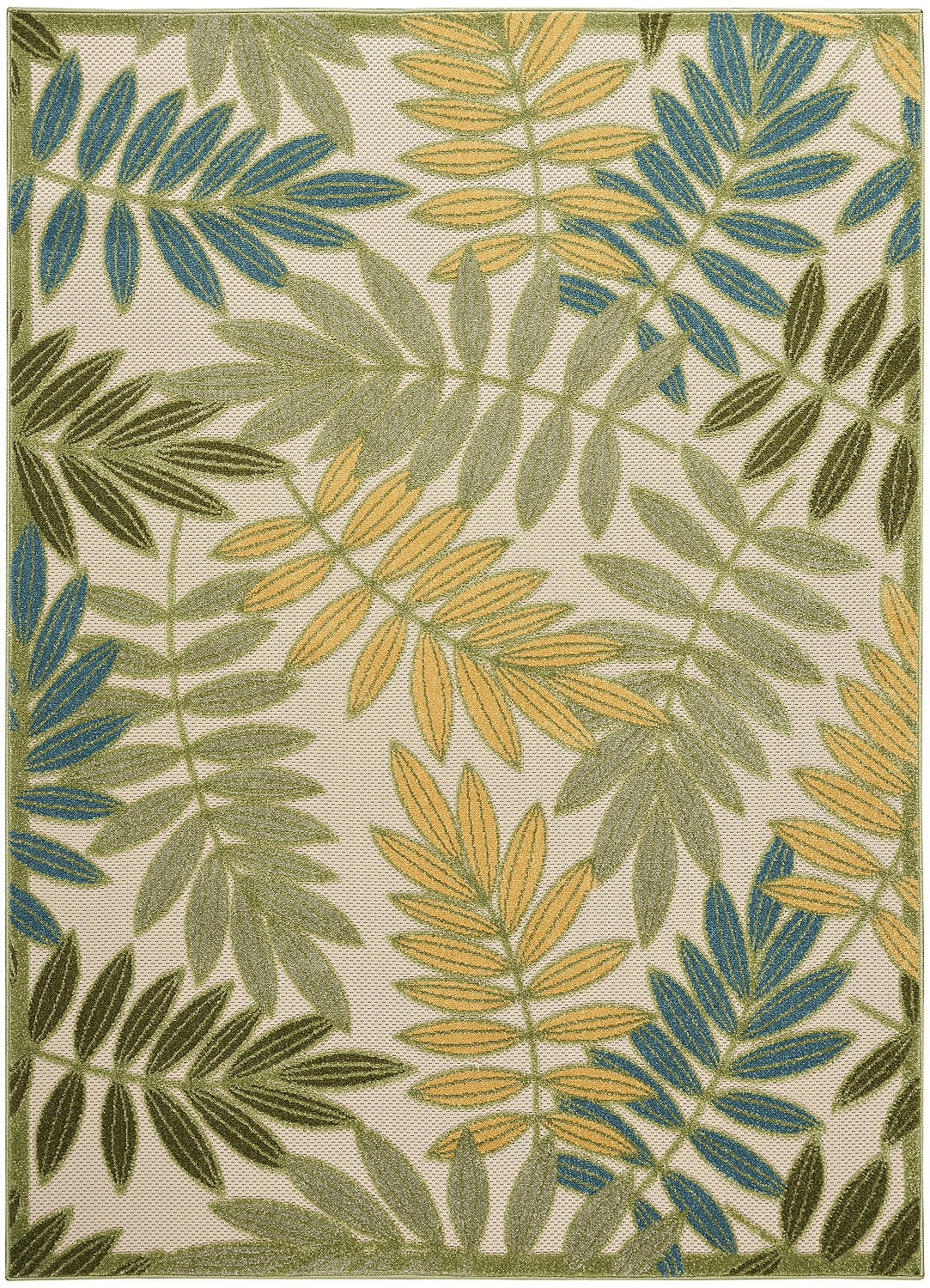 Green Multicolor Tropical Leaf Flat Woven Indoor/Outdoor Rug 5'3" x 7'5"