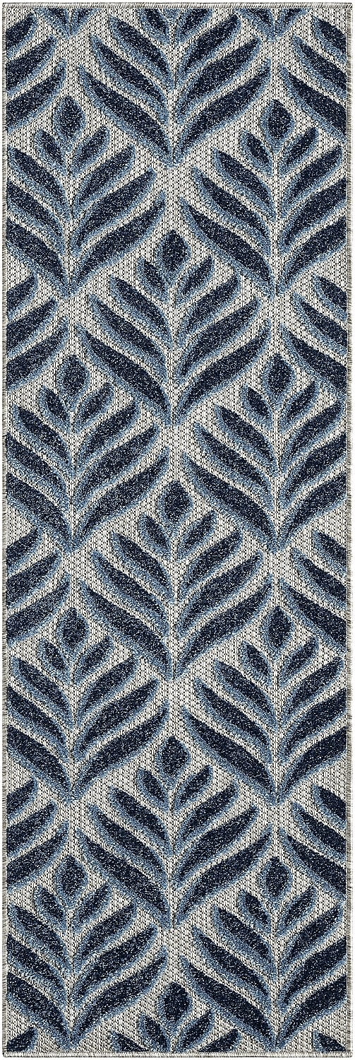 Nourison Home Aloha Runner Blue Rug, Tropical Botanical Design, Durable ...