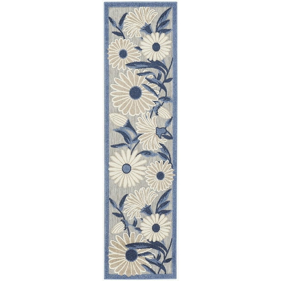 Nourison Aloha 2' x 6' Blue Grey Outdoor Rug