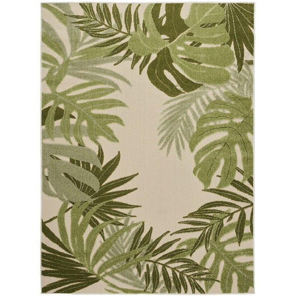 Nourison Aloha Nature Indoor/Outdoor Ivory Green 6' x 9' Area Rug (6x9)