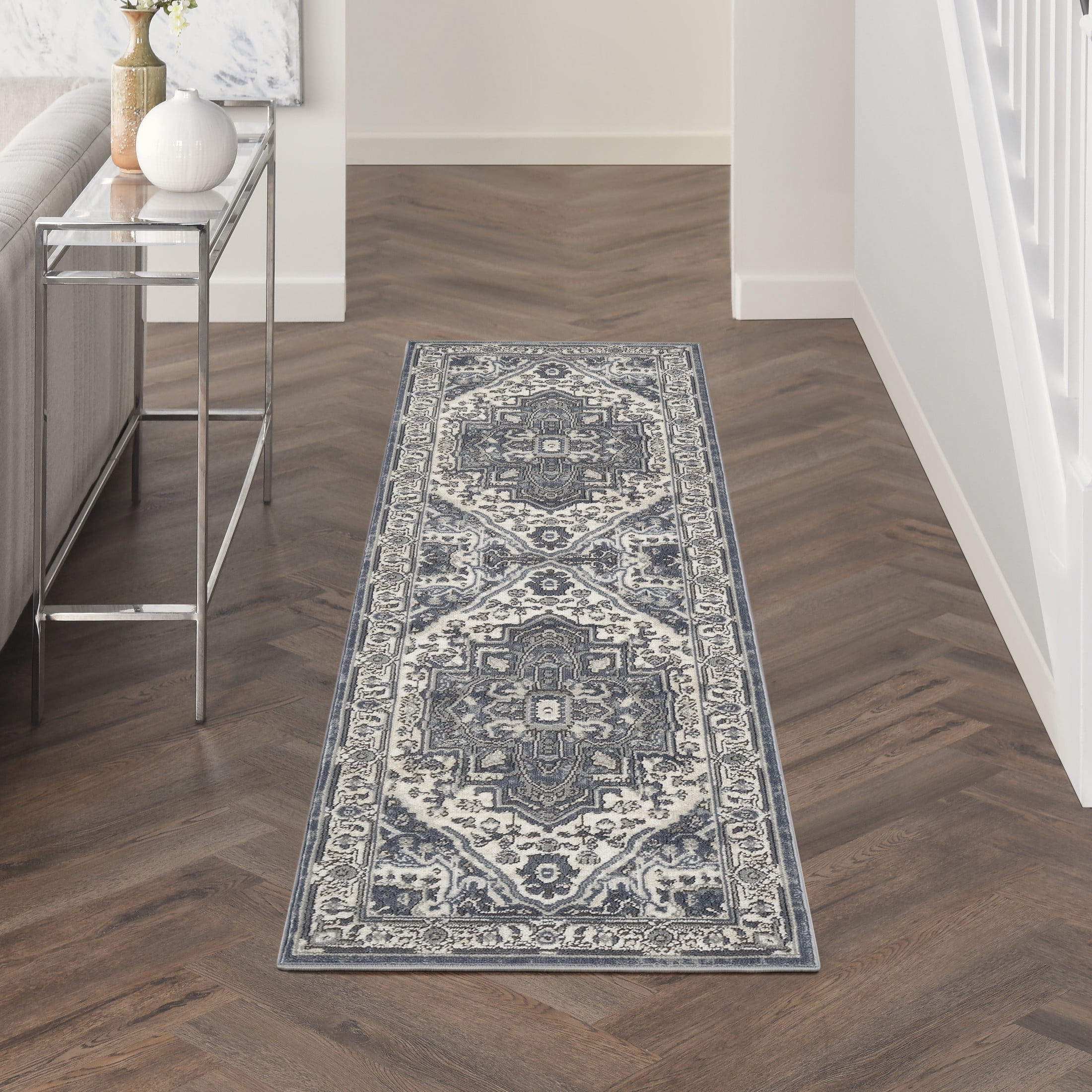 Nourison Concerto 2'2" x 7'6 Navy Ivory Indoor Rug