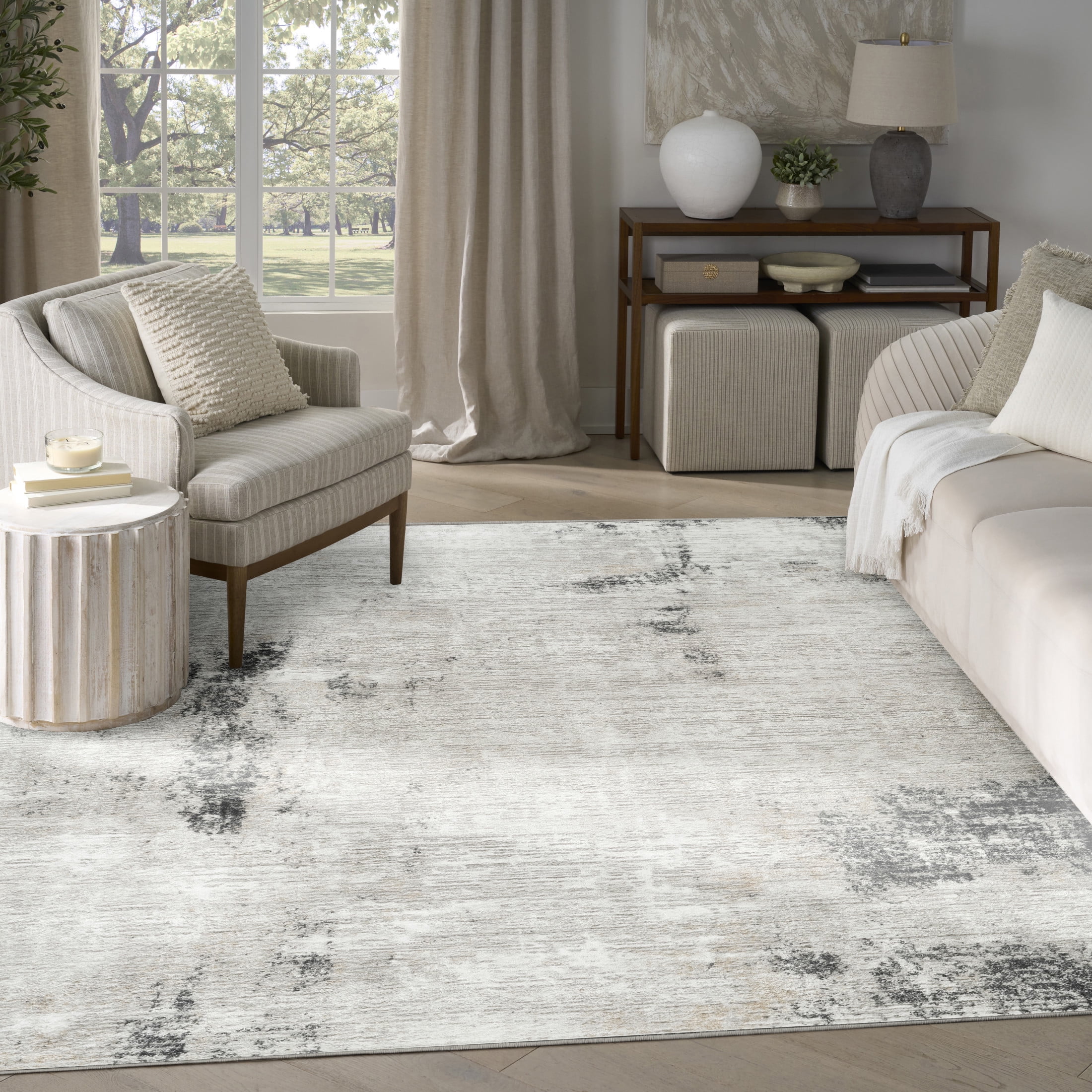 Nourison Dekor 7'10" x 9'10" Grey Charcoal Modern Indoor Rug