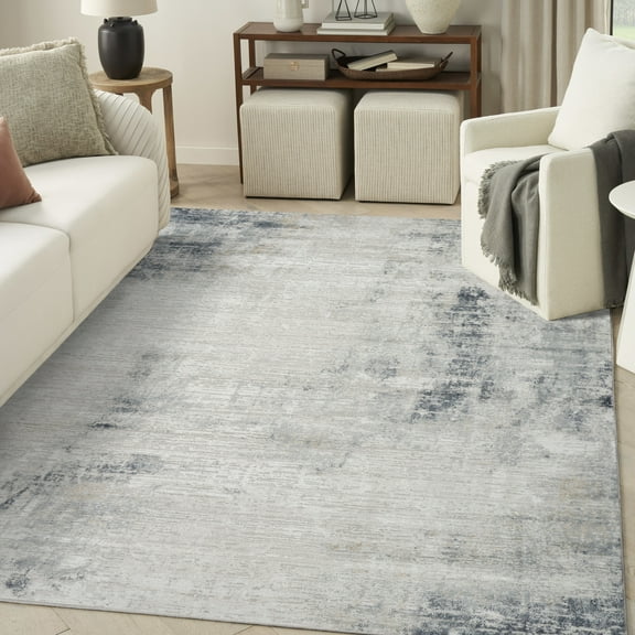 Nourison Dekor 7'10" x 9'10" Grey Navy Modern Indoor Rug