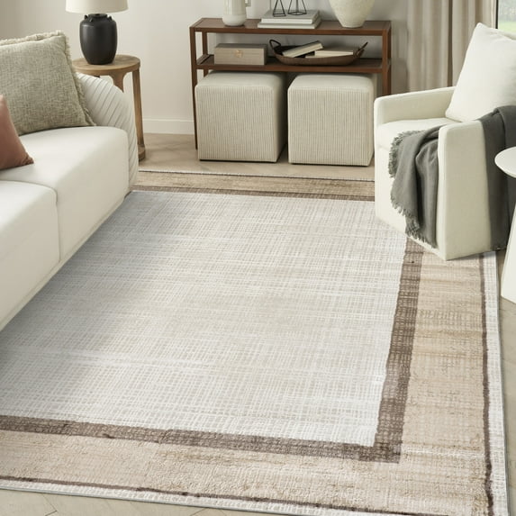 Nourison Dekor 7'10" x 9'10" Ivory Brown Modern Indoor Rug