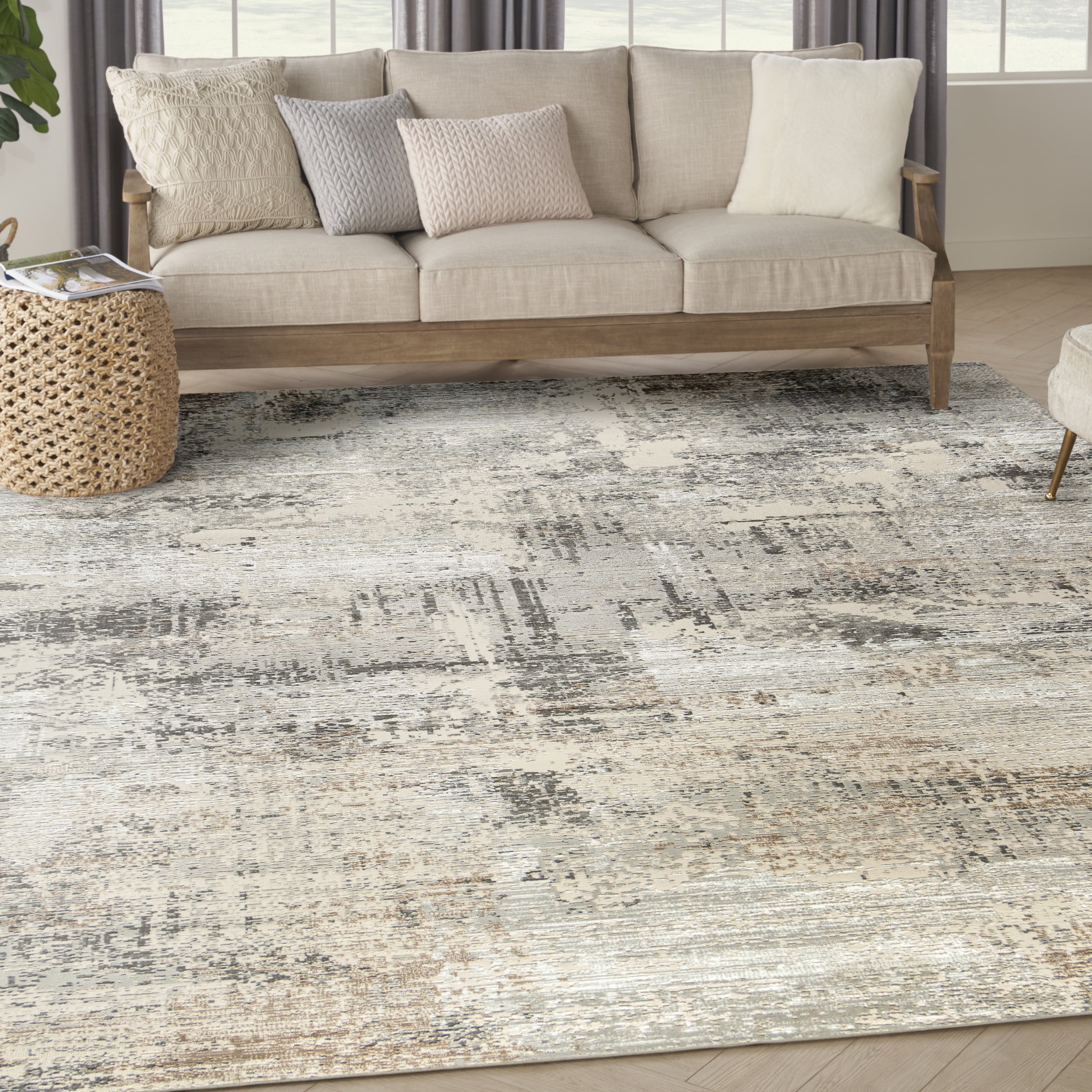 Nourison Eco-Friendly 10' x 14' Beige Grey Modern Indoor Rug