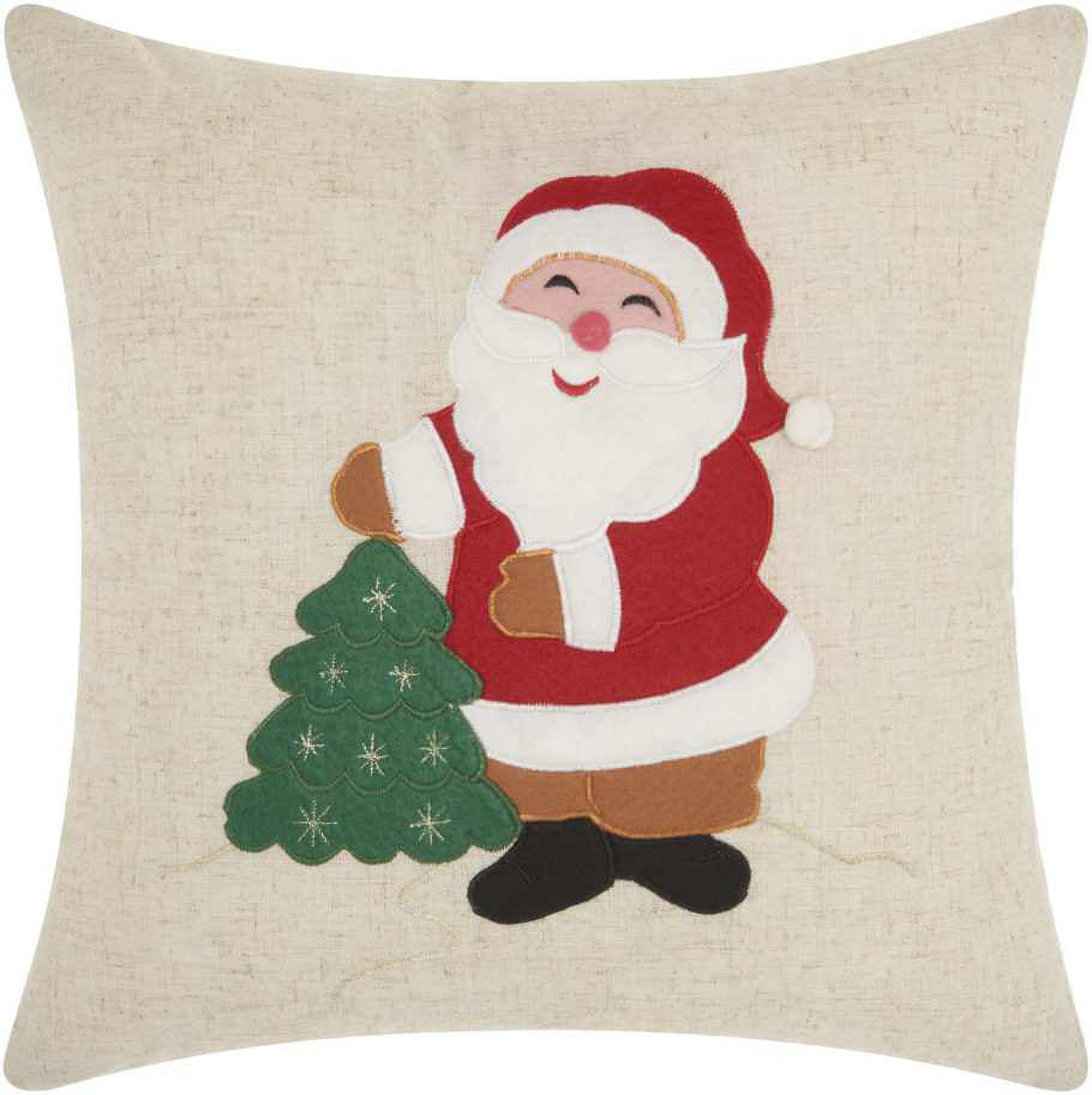 Nourison Home For The Holiday Felt Santa Decorative Throw Pillow, 16" x 16", Natural - image 1 of 2