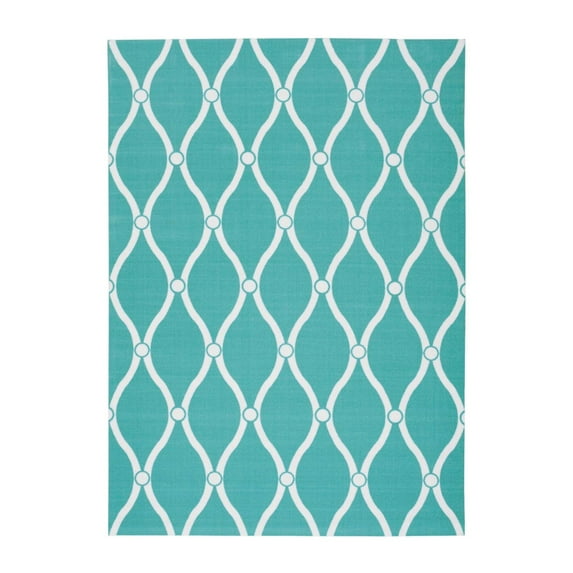 Nourison Home & Garden Indoor/Outdoor Aqua 5'3" x 7'5" Area Rug, (5x7)