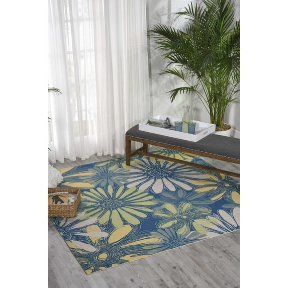 Nourison Home & Garden Indoor/Outdoor Blue 4'3" x 6'3" Area Rug, (4x6)