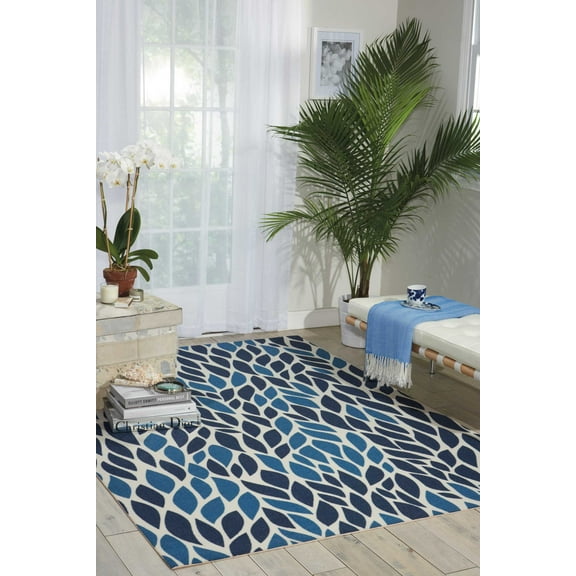 Nourison Home & Garden Indoor/Outdoor Blue 4'4" x 6'3" Area Rug, (4x6)