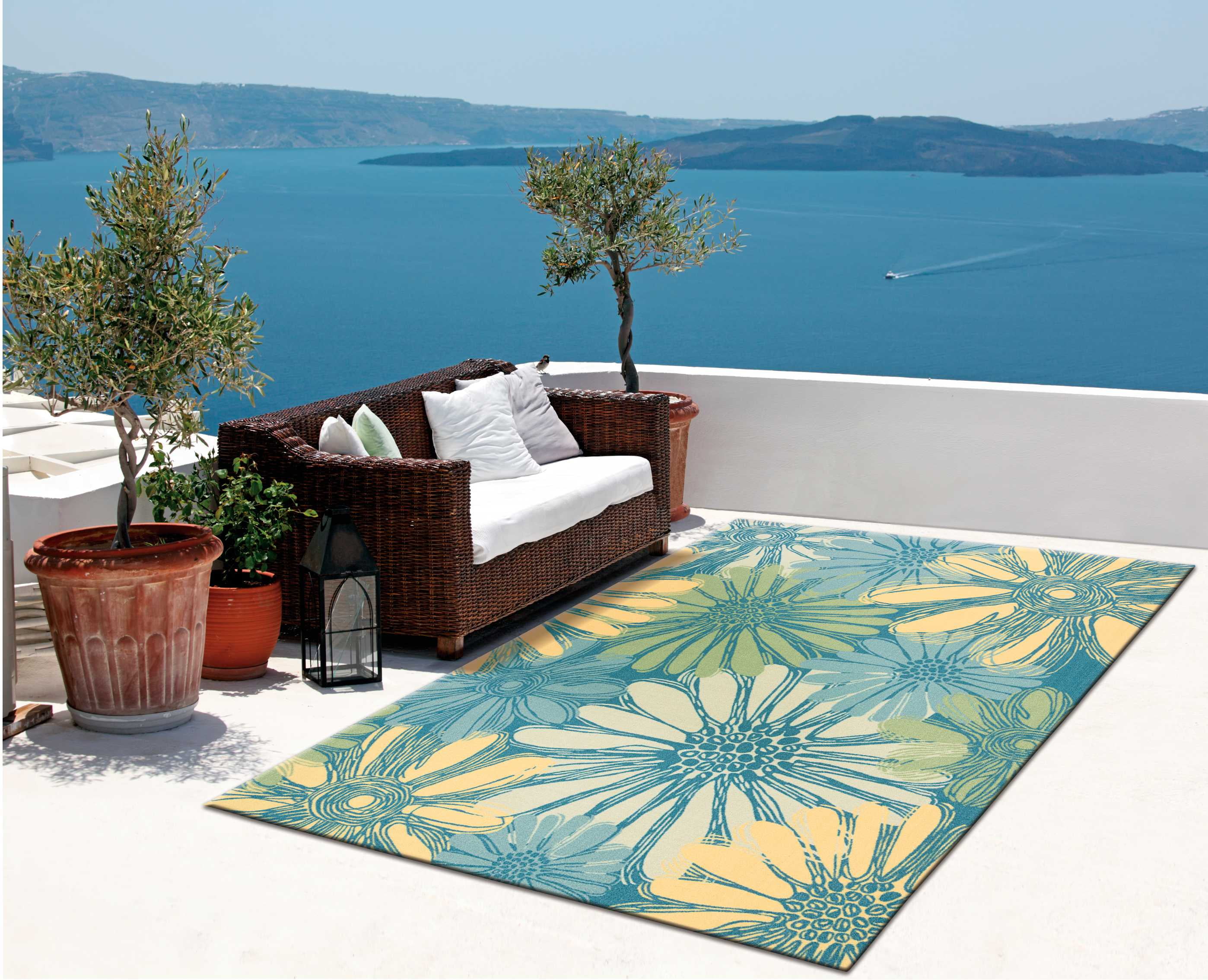 Nourison Home & Garden Indoor/Outdoor Blue 5'3