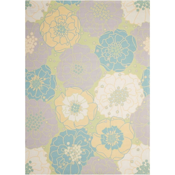 Nourison Home & Garden Indoor/Outdoor Green 5'3" x 7'5" Area Rug, (5x7)