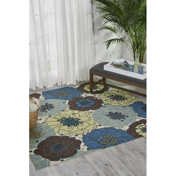 Nourison Home & Garden Indoor/Outdoor Light Blue 7'9" x SQUARE Area Rug, (8 Square)