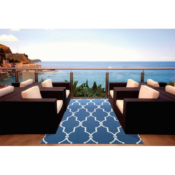 Nourison Home & Garden Indoor/Outdoor Navy 5'3" x 7'5" Area Rug, (5x7)