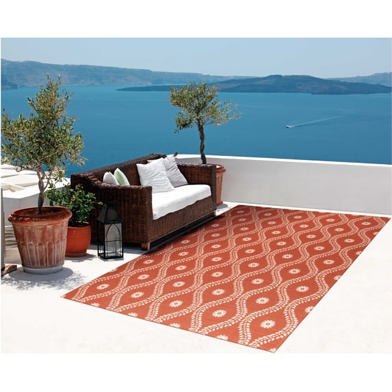 Nourison Home & Garden Indoor/Outdoor Rust 7'9" x 10'10" Area Rug, (8x11)