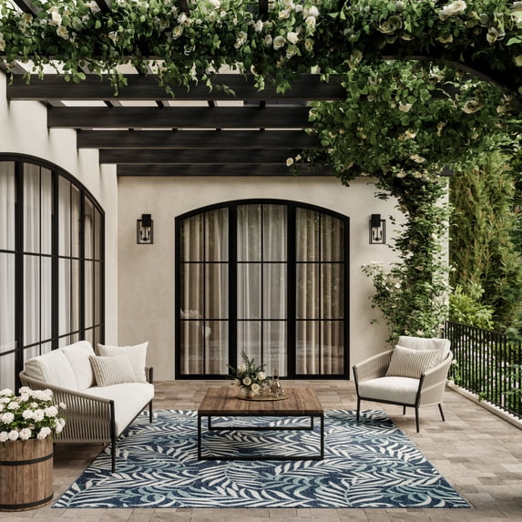 Nourison Garden Oasis 10' x 14' Navy Tropical Rug