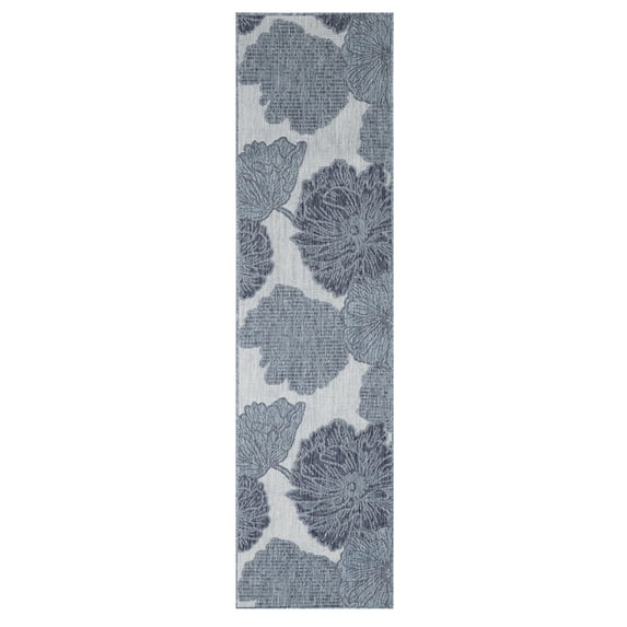 Nourison Garden Oasis 2' x 8' Blue Tropical Rug