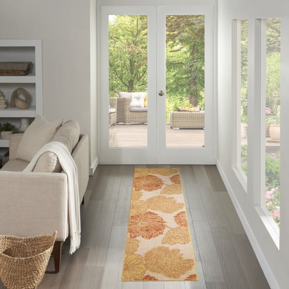 Nourison Garden Oasis 2' x 8' Coral Tropical Rug