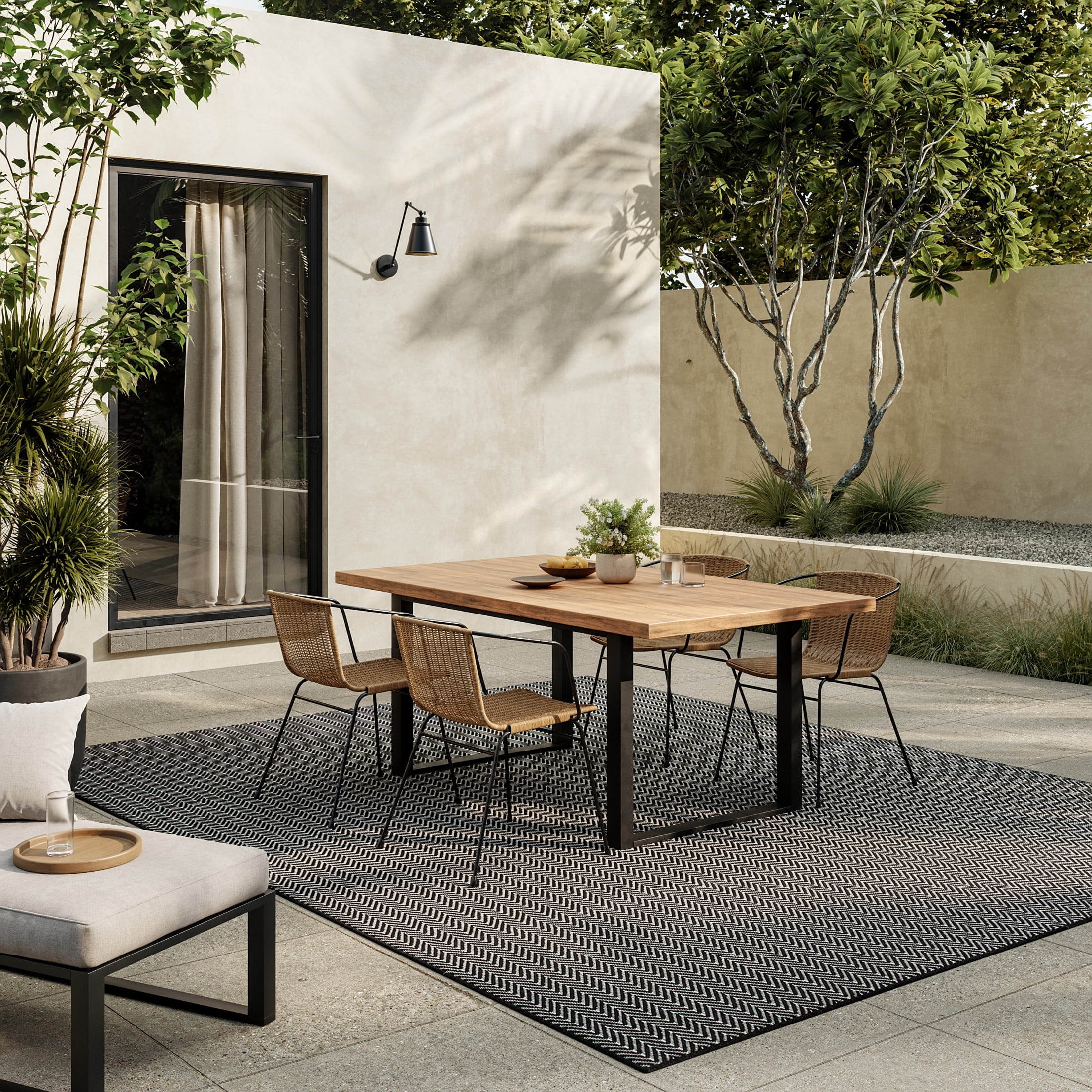 Nourison Horizon Indoor/Outdoor 6' x 9' Black Modern Rug