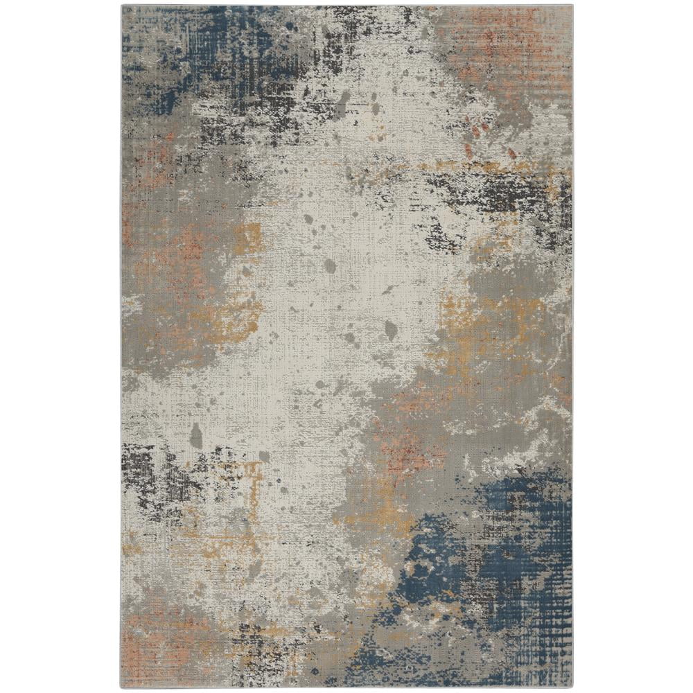 Abstract Textured Impressions 5' x 7' Easy-Care Synthetic Rug in Grey