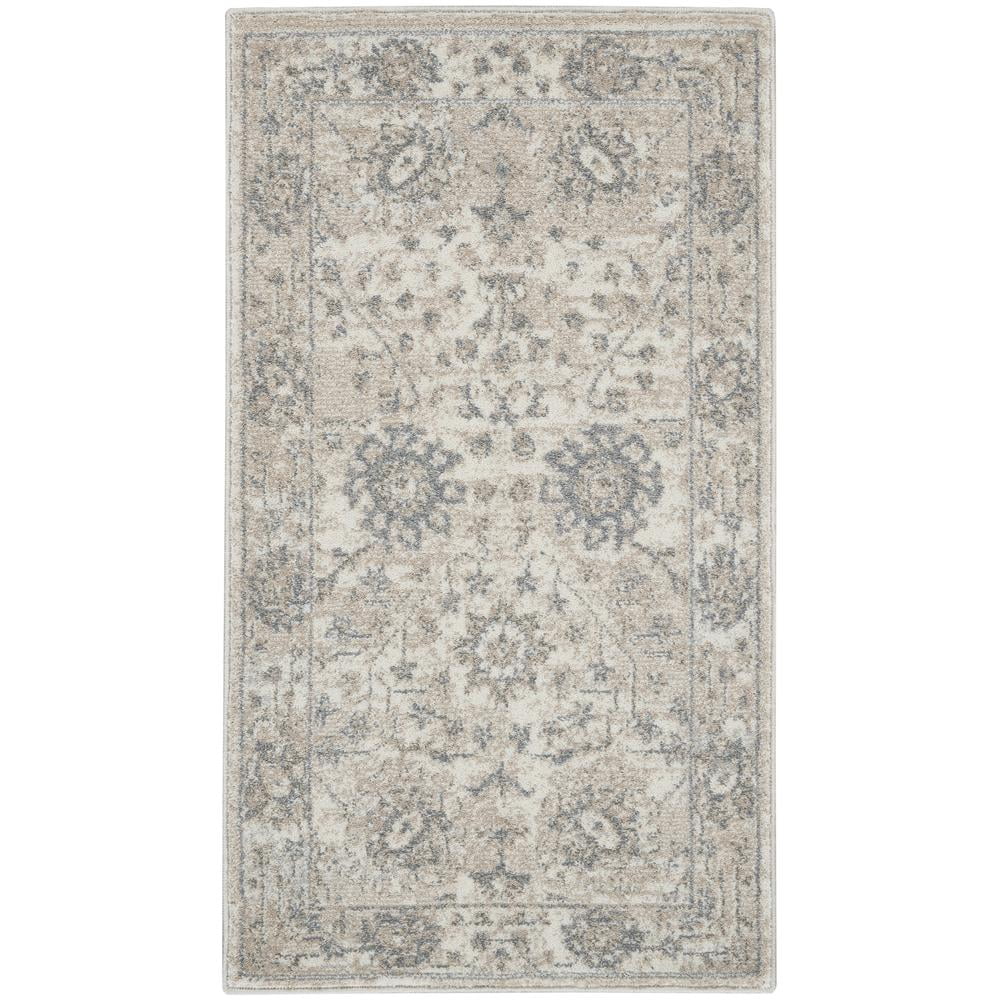 Ivory and Sand Rectangular Synthetic Persian Rug 2'2" x 3'9"