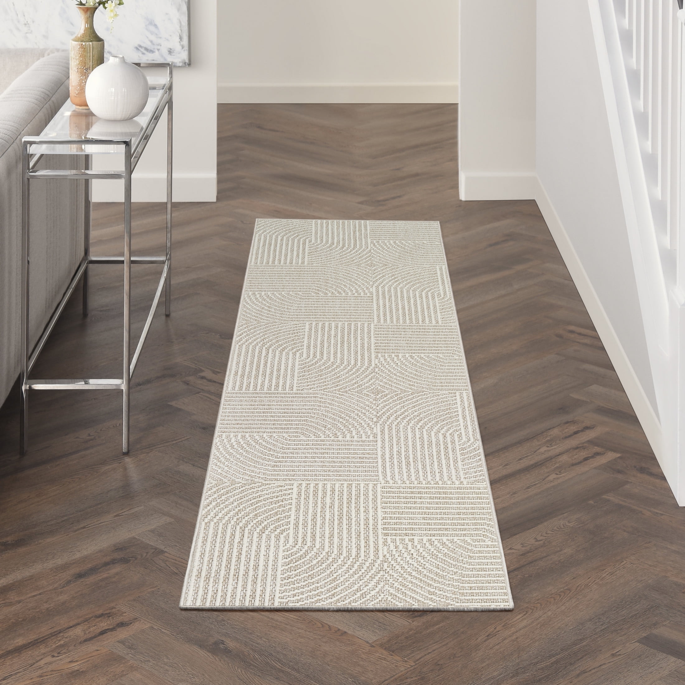 Nourison Textured Home 2'3" x 7'6" Beige Ivory Modern Indoor Rug