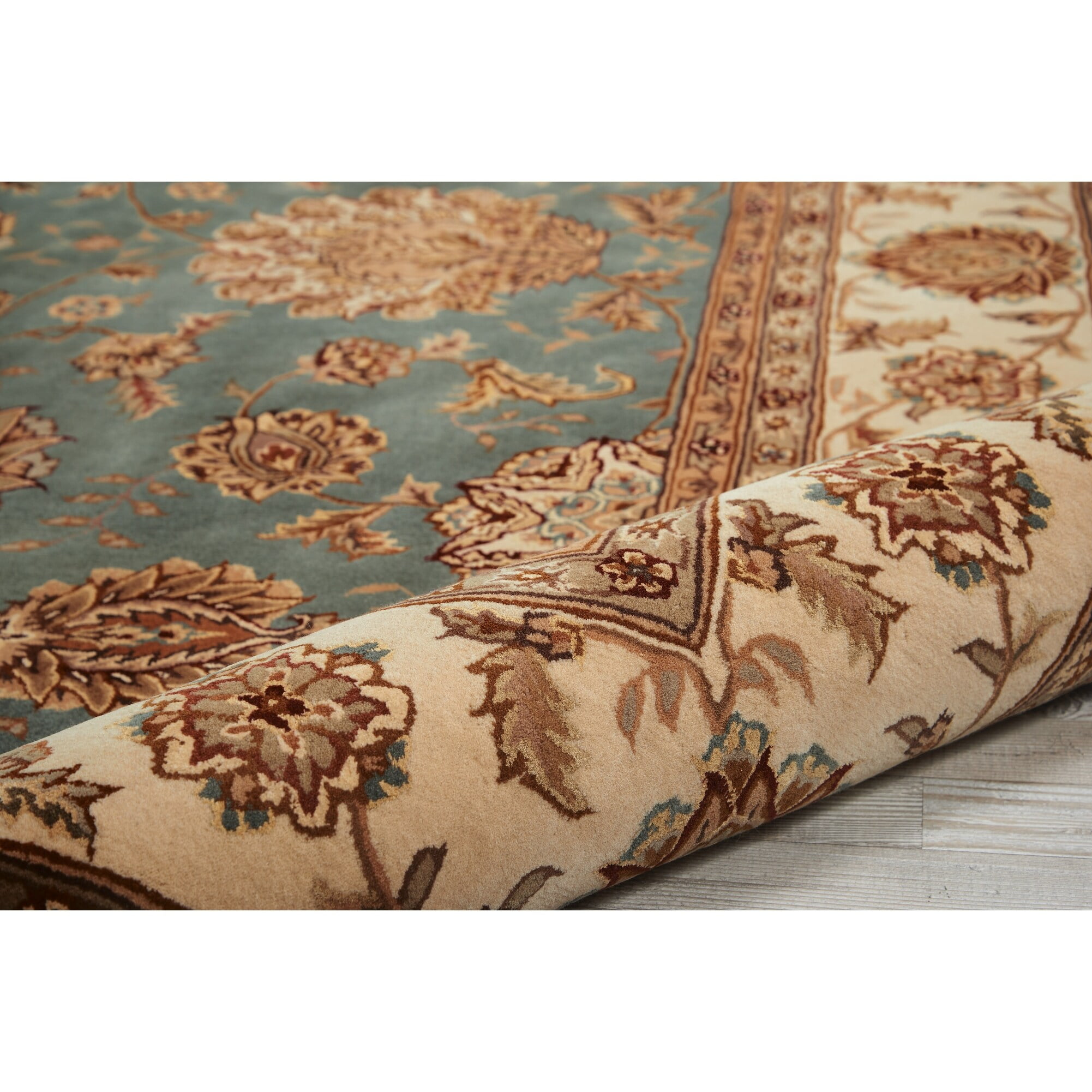 Handmade Tufted Round Blue Wool & Silk Area Rug, 7'9" x 9'9"