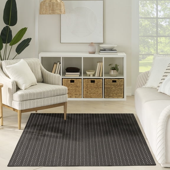 Nourison Horizon Indoor/Outdoor 4' x 6' Black Modern Rug