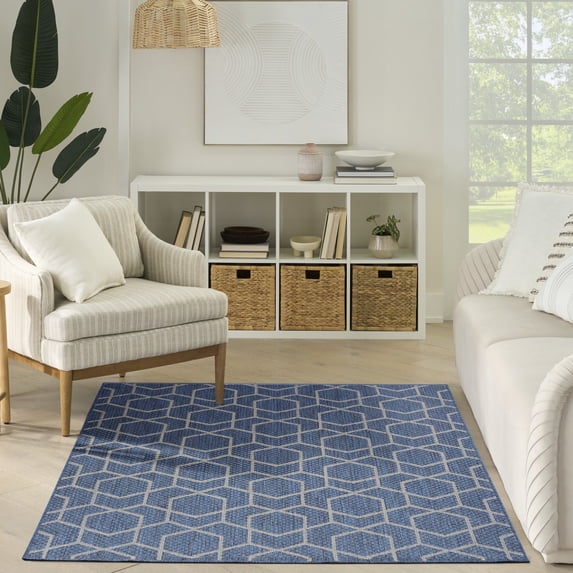 Nourison Horizon Indoor/Outdoor 4' x 6' Denim Modern Rug