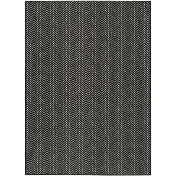 Nourison Horizon Indoor/Outdoor 5' x 7' Black Modern Chevron Flatweave Rug