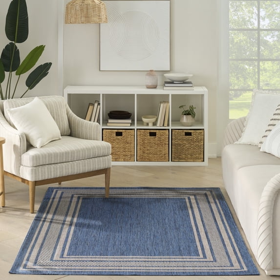 Nourison Horizon Indoor/Outdoor 5' x 7' Denim Modern Rug