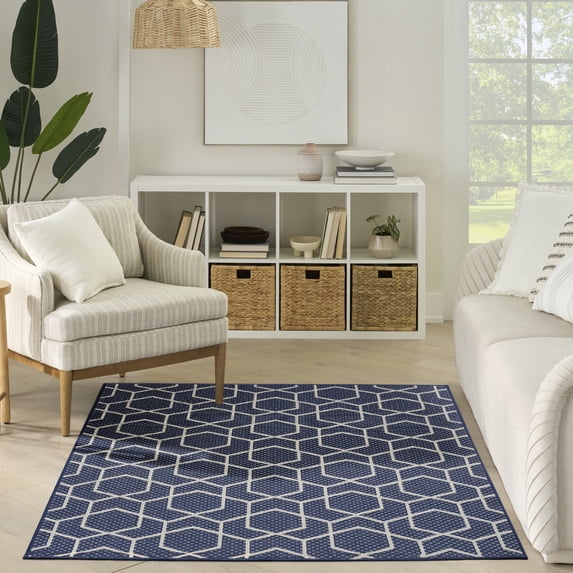 Nourison Horizon Indoor/Outdoor 5' x 7' Navy Modern Rug