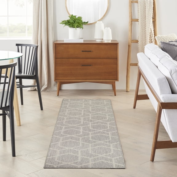Nourison Horizon Indoor/Outdoor 2' x 6' Grey Modern Rug