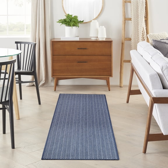 Nourison Horizon Indoor/Outdoor 2' x 6' Navy Modern Rug
