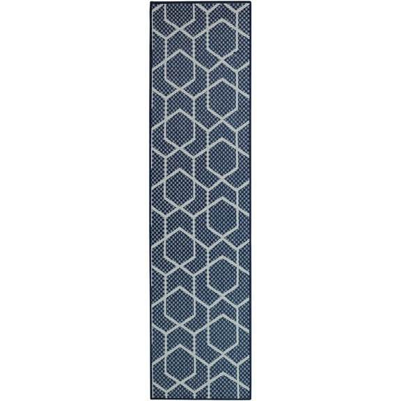 Nourison Horizon 8' Runner Navy Fabric Area Rug
