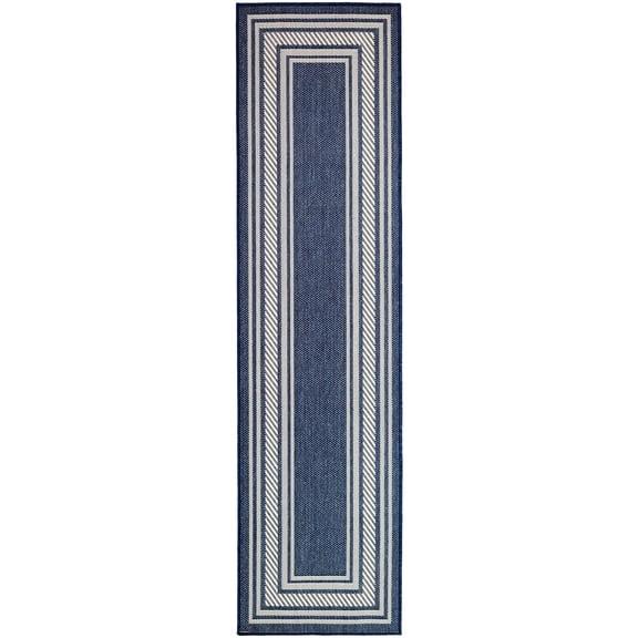 Nourison Horizon Indoor/Outdoor 2'2" x 8' Navy Modern Rug