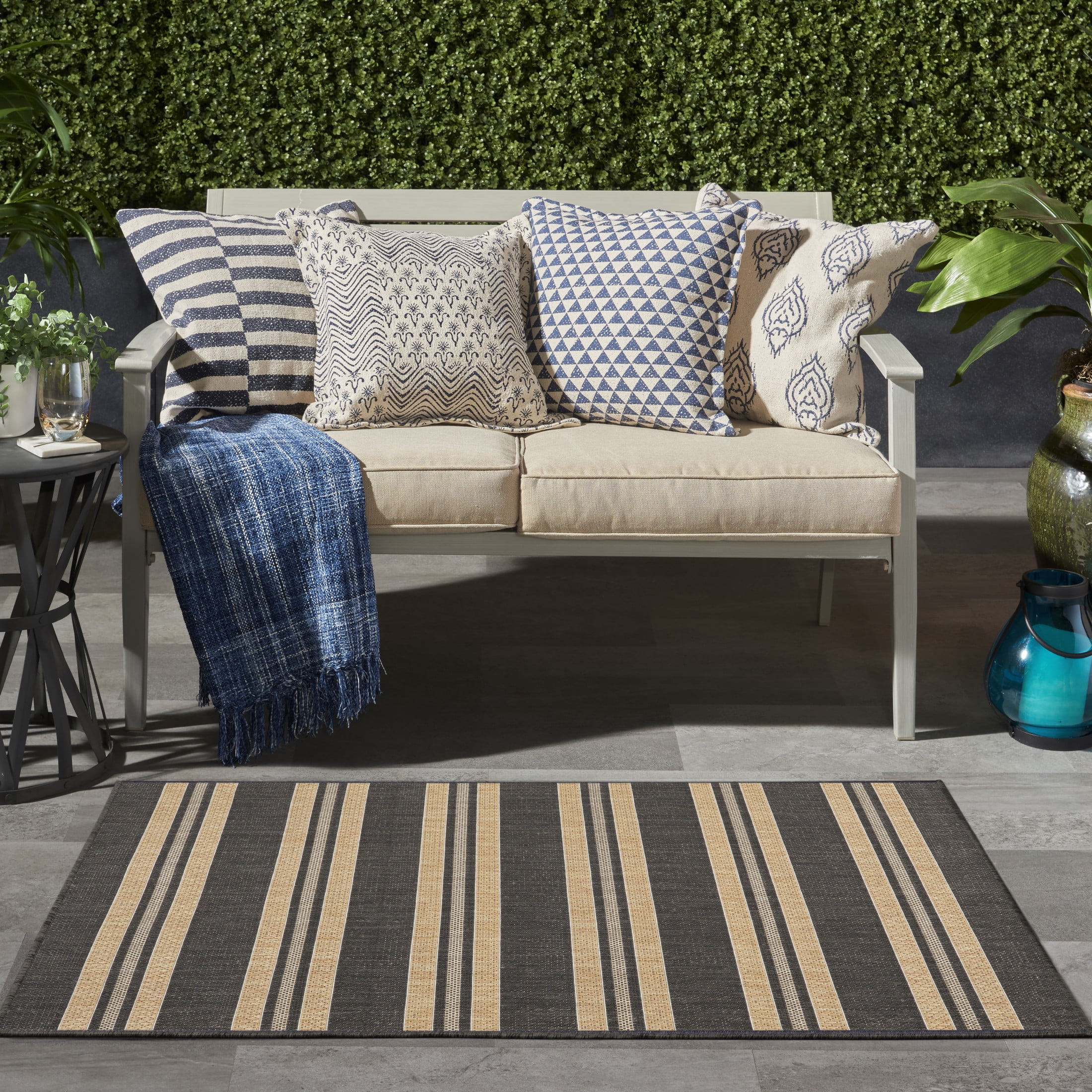 Nourison Horizon Indoor/Outdoor 3' x 5' Charcoal Modern Rug